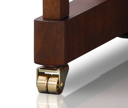 Brass double casters that create a sense of luxury