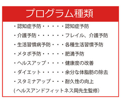 認知症予防プログラムなど独自のプログラムを7種類搭載